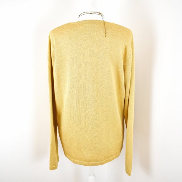 VTG Late 90s Y2K Moonlight Bay Gold Tan Glitter Cable Knit Long Sleeve Cardigan - Picture 3 of 5